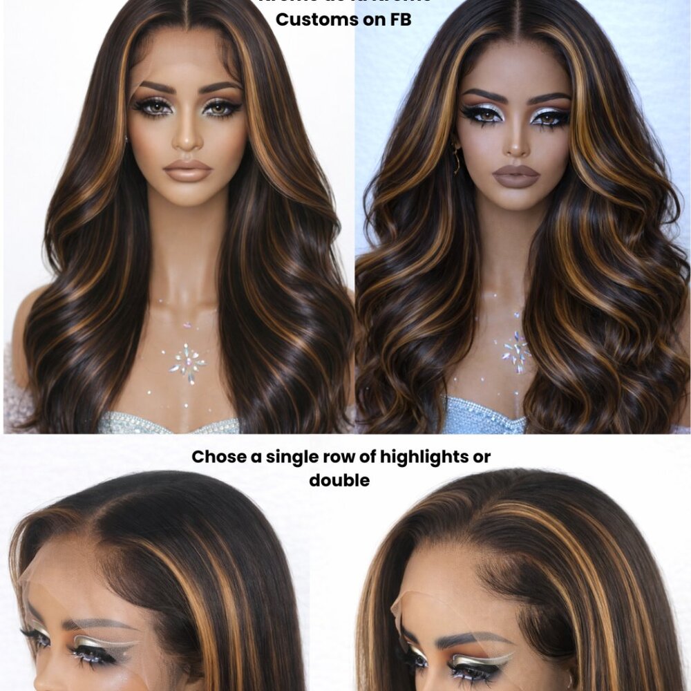 16-24 in Custom Colored Lace Wig Chose Length & Highlights to pair w/Dark Root